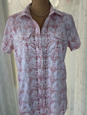 Ariat White and Dusty Rose Short-Sleeve Button-Down Shirt